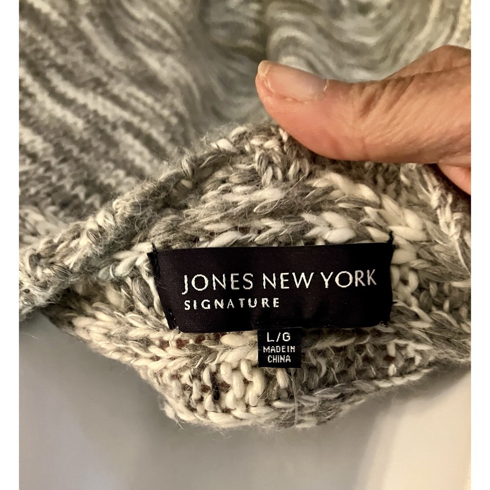 New Jones New York Sz Large Chunky Knit Cardigan Sweater Womens Gray Alpaca Wool - Picture 7 of 7